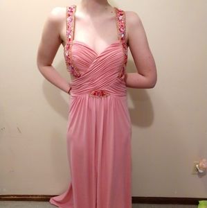 Shimmer by Bari Jay beaded pink gown size 10